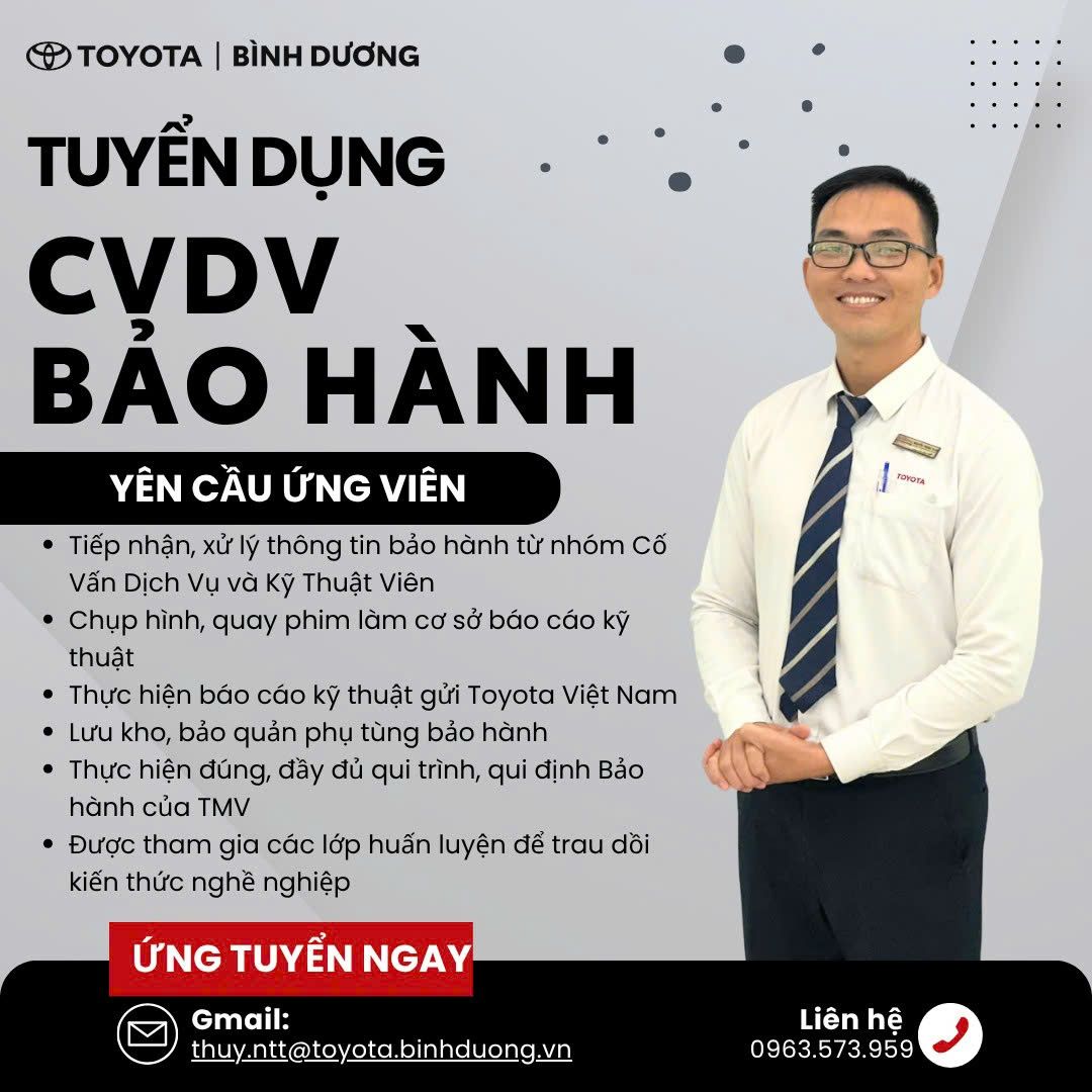 Tuyển dụng nhân viên CVDV bảo hành.